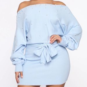 Fashion Nova Pearls Are Everything Sweater Mini Dress